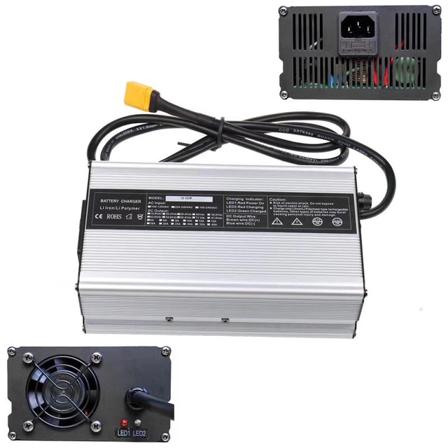 Portable DC/AC Industrial Battery Charger for Electric Bike & Golf Cart 12V 30A LiFePO4 with OTP Protection