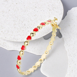 <span class=keywords><strong>Bracciale</strong></span> Smaltato alla Moda per Bambini, Gioiello Placcato <span class=keywords><strong>Oro</strong></span>, Forma Quadrata con Zirconi, <span class=keywords><strong>Bracciale</strong></span> a Cuore in Argento 925 per Donne - Product Image 4