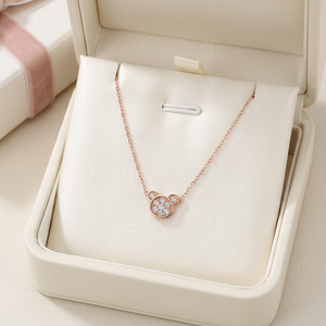 Hot Selling Cute Style Bear Design Pendant Fine Jewelry 18K Solid Gold Natural Diamond Pendant <b>Necklace</b> Birthday Gift For Girls - Product Image 5