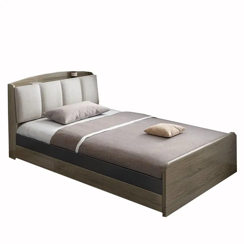 อินเทรนด์ห้องนอนออกแบบคุณภาพสูงเตียงไม้เตียงไม้เดี่ยวเตียงลิ้นชัก