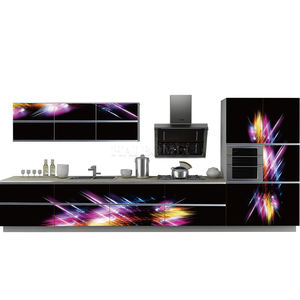 אירופאי סגנון 3D/4D עיצוב מטבח ארונות עם אלומיניום מסגרת זכוכית עיצוב מטבח ארון - Product Image 4