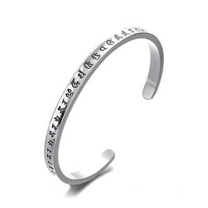 Pulsera de plata de ley 999 para hombre y mujer, brazalete conmemorativo abierto de seis caracteres, joyería fina budista <span class=keywords><strong>Om</strong></span>, maniquí, <span class=keywords><strong>Padme</strong></span>, Hum - Product Image 1