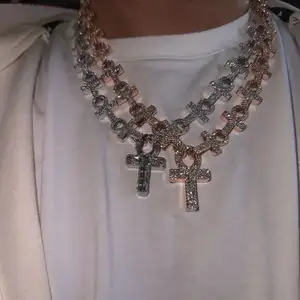 Gioielli di moda su misura collana pendente ghiacciato VVS Moissanite croce catena con 925 in argento per gli uomini