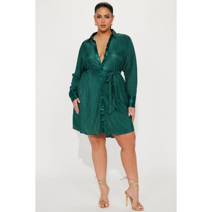 Nouvelle robe plissée mini à manches longues pour femme, design élégant, haute qualité, sexy, printemps, décontractée - Product Image 4