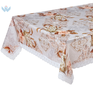 Tovaglia Lavabile Stampata in Flanella Design Floreale Quadrato in PVC con Bordo in Pizzo <span class=keywords><strong>da</strong></span> 3 Pollici - Product Image 5