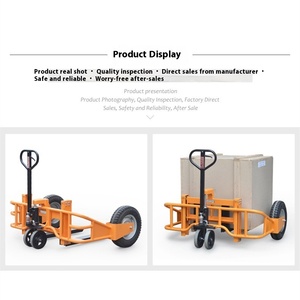 Hoular 1 tonne chariot élévateur manuel grande <span class=keywords><strong>roue</strong></span> <span class=keywords><strong>gonflable</strong></span> bon <span class=keywords><strong>transpalette</strong></span> hors route camion à main hydraulique pour la montagne hors route - Product Image 2