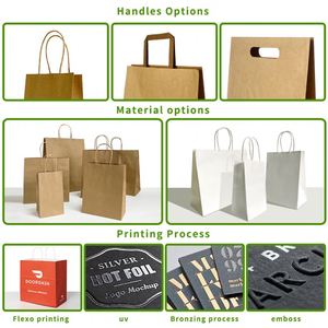 Bolsas de Compra de Papel Kraft Planas/Trenzadas con Impresión de Logotipo Personalizado, Grabado en Relieve, Clásicas, Reciclables, Degradables, para Exhibición de Leche - Product Image 4