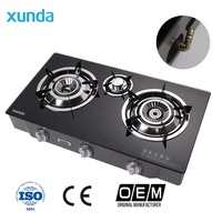 Appareils de cuisine Xunda, cuisinière à gaz portable avec plaque en verre trempé, 3 brûleurs, cuisinière de table pour la maison