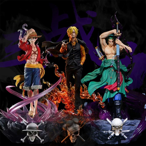 Anime <span class=keywords><strong>One</strong></span> <span class=keywords><strong>Piece</strong></span> GK Monkey D rufy Roronoa Zoro Vinsmoke Sanji Action Figure con collezione LED statua modello giocattoli per bambini - Product Image 1
