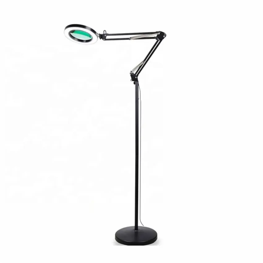 Atacado Ajustável Longo Braço Multi Luz Floor Lamp Magnifying Glass Led Floor Standing Lamp para Trabalhar