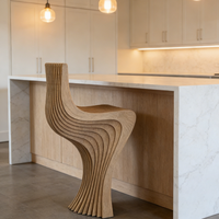 Chaise de bar en bois contemporaine, design artistique, tabourets de bar pour îlot de cuisine, sièges élégants, meubles