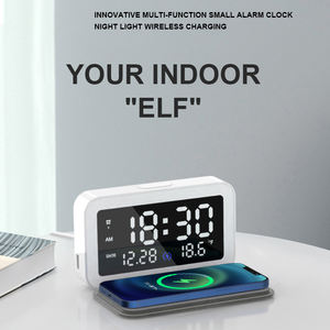 Chargeur sans fil multifonction Smart Home Decor QI Slim Foldable Intelligent LED Digital Alarm Clock pour <span class=keywords><strong>iPhone</strong></span> Samsung - Product Image 2