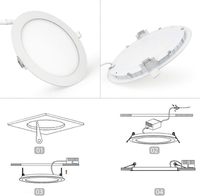 Plafonnier LED moderne sans cadre en aluminium IP44, 3W 6W 9W 12W 15W 18W 24W, forme ronde/carrée