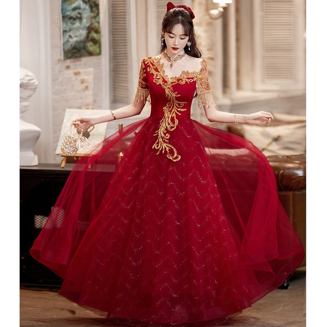 S8119F    New Hot -selling High -quality Wine Red Summer 	 Evening Dresses Women Lady Elegant Sexy