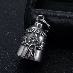 Pronto para Envio: Colar Masculino com Pingente Guardião em Aço Inoxidável 316L, Sino do Espírito de Motociclista, Asa de Anjo, Mensagens 'Ande em Segurança' e 'Amo Você', RTS - Product Image 4