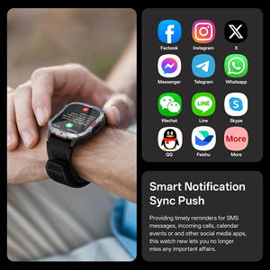 Montre connectée de sport d'extérieur <span class=keywords><strong>Android</strong></span> à écran tactile intégral avec suivi d'activité, <span class=keywords><strong>lampe</strong></span> <span class=keywords><strong>torche</strong></span> LED pour appels, bracelet en silicone, étanche IP67 - Product Image 6