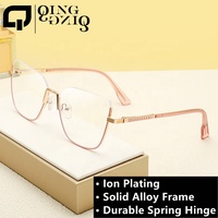 Lunettes Photochromiques Premium pour Dames Anti-Lumière Bleue, Semi-Cerclées en Alliage, Charnière à Ressort Carrée UV400 2026 QingQing