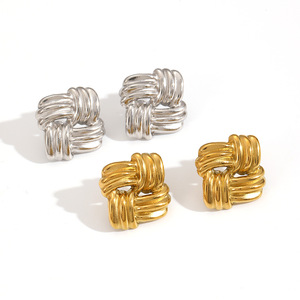 Geometric Square <b>Stud</b> <b>Earrings</b> In Gold And <b>Silver</b> Color For Women Fashion Party Jewelry - Product Image 3