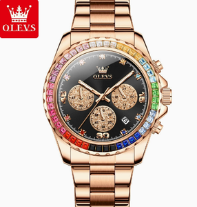 นาฬิกา OLEVS 2939 OEM สั่งทำโลโก้ได้ ตัวเรือนสแตนเลสสตีล นาฬิกาแฟชั่นกีฬาอเนกประสงค์ ประดับเพชร กันน้ำ นาฬิกาควอตซ์สำหรับผู้ชาย - Product Image 1