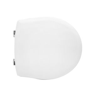 Asiento de Inodoro Redondo de Plástico Blanco con Bisagras de Cierre Lento para Baño - Product Image 1
