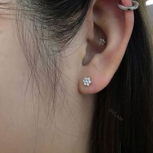 Dylam Trendy Lovely <b>Cute</b> Mini <b>Earrings</b> Flower 925 Sterling Silver Gold Plated Small Stud <b>Earrings</b> for Girls - Product Image 2