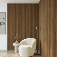 Panneaux muraux en MDF rainurés 3D flexibles, imperméables et ignifuges, style moderne en noyer, pour salon, villa, chambre à coucher, salle de bain