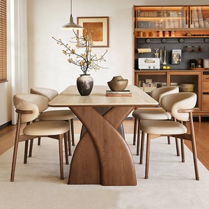 <span class=keywords><strong>Set</strong></span> Tavolo da Pranzo Rettangolare Moderno di Lusso Nordico in Marmo e Legno Massello con Sedie per 4-6 Persone, Design Rustico, Ultima Collezione 2026 - Product Image 1