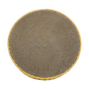Lit rond pour chat avec noyau intérieur remplaçable, rembourrage en fausse fourrure, griffoir en rotin fait main amovible, lit pour animaux de compagnie - Product Image 5