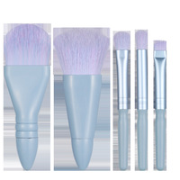 Pinceaux de maquillage taille voyage rose 5 pièces ensemble de pinceaux de maquillage en fibres synthétiques Logo personnalisé