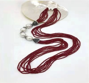 공장 도매 핫 세일 고품질 수제 긴 유리 멀티 레이어 목걸이 - Product Image 1
