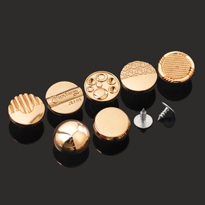 Gold Round Jeans <b>Buttons</b> Embossed Logo Nickel-Free Metal Flatback Decorative Garment Accessories - Product Image 4