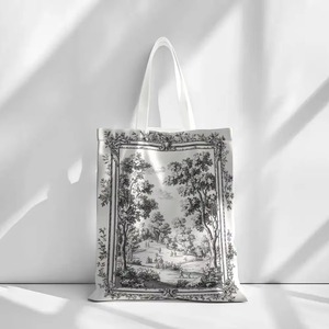 Sac fourre-tout vintage en <span class=keywords><strong>toile</strong></span> <span class=keywords><strong>de</strong></span> <span class=keywords><strong>Jouy</strong></span>, imprimé paysage gravé à l'aquarelle, sac à bandoulière réutilisable et écologique pour le shopping - Product Image 5