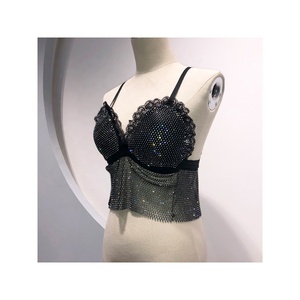 GF027 Plastic Mesh Black Sequins Crystal Body Chain Bra <strong>Harness</strong> Charm Long Party <strong>Dresses</strong> - Product Image 1
