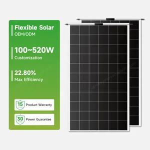 专业定制柔性太阳能电池板100W ~ 520W光伏组件粘合剂薄膜柔性太阳能电池板