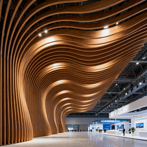 Hiện đại hạt gỗ sóng Trần cong rãnh nhôm ống vuông lưới Trần - Product Image 6