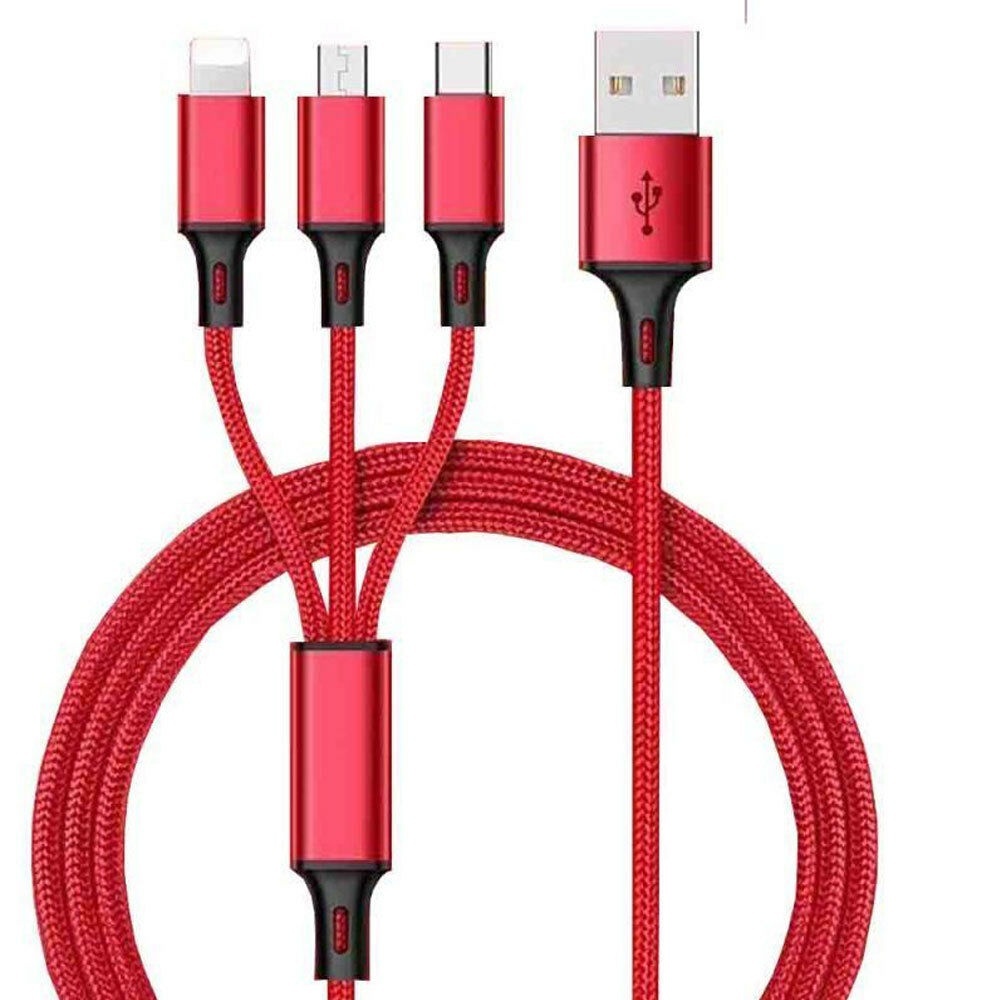 Зарядный кабель 3 в 1, Многофункциональный нейлоновый Micro USB Type-C для быстрой зарядки, 2,4 А, для IOS, android, type-c