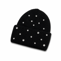 Bonnet d'hiver en gros avec gros strass, personnalisé, doux, côtelé, pour femmes et bébés, camouflage, respirant, chauffe-tête