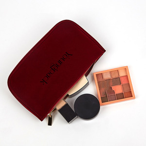 Custom Logo Design Printed Large-Capacity Portable <strong>Velvet</strong> Cosmetic <strong>Make</strong> <strong>up</strong> Toiletries <strong>Bags</strong> With Zipper - Product Image 1