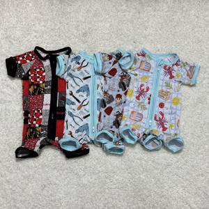 Grosir pakaian bayi uniseks Musim Panas Bodysuit bayi bambu kustom piyama Zippy celana pendek bambu bayi - Product Image 6