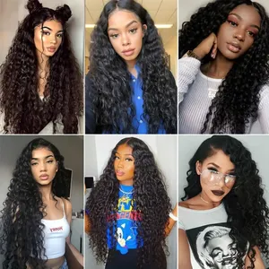 Wholesale Glue-free HD 250 Density 13x4"32" High Quality Wig 100% Women Hair Water Wave Brazilian Hair Lace Front Wig