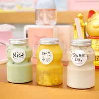 350ml 500ml 700ml mignon jetable yaourt Smoothies PET lait thé bouteille en plastique boisson bouteille pour jus