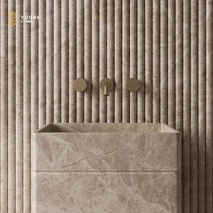Carrelage en <span class=keywords><strong>travertin</strong></span> <span class=keywords><strong>beige</strong></span> cannelé moderne YUSHI, poli, imperméable, pour salle de bain, crédence de cuisine - Product Image 4