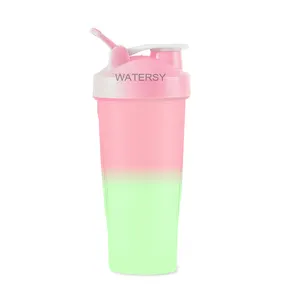 Gradient colorful LOGO Printed 600ml With Lid Accessories and Water Bottles Drink ware Type Plastic Shaker Bottle