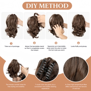 Elegante Cola <span class=keywords><strong>de</strong></span> Caballo Sintética DIY con Clip, Extensiones <span class=keywords><strong>de</strong></span> Cabello para Uso Diario, Postizo, Moño, Cabello Rubio <span class=keywords><strong>Natural</strong></span> Falso, Cola <span class=keywords><strong>de</strong></span> Caballo Postiza - Product Image 6