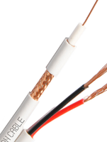 Cable Coaxial Siamese RG6 +2C de Cobre Puro de 75 Ohmios con Cubierta LSZH/PVC/PE, Bobina de 500m, para CCTV, Pasa Pruebas