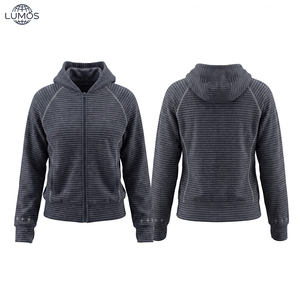 Vente en gros de sweat-shirts à capuche zippés rayés de style américain pour femmes, veste cardigan ouverte pour l'automne et l'hiver, haut de <span class=keywords><strong>sport</strong></span> décontracté et polyvalent, logo personnalisé - Product Image 5