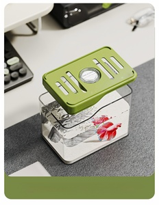 Moderne Vierkante Micro-Landschapsdecoratie Desktop Transparant Plastic Visschildpad Tank Onbreekbaar Kantoor Sieraquarium - Product Image 6