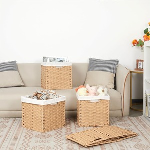 Modern <b>Wicker</b> <b>Storage</b> <b>Baskets</b> <b>Baskets</b> with Handles Organizing for Pantry Closet Toys Organizing Rattan <b>Baskets</b> Organizer - Product Image 4