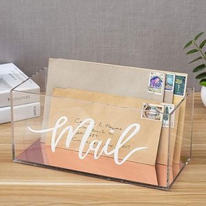 Rõ ràng Acrylic Tabletop mail <span class=keywords><strong>Organizer</strong></span> Box với thư từ kịch bản thiết kế và Rose Gold gương cơ sở - Product Image 6