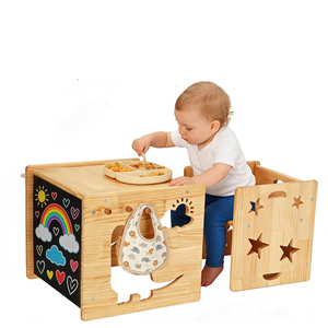 Set Tavolo e Sedie in Legno Montessori per lo Svezzamento con Lavagna per Bambini da <span class=keywords><strong>1</strong></span> a 3 Anni - Product Image 1